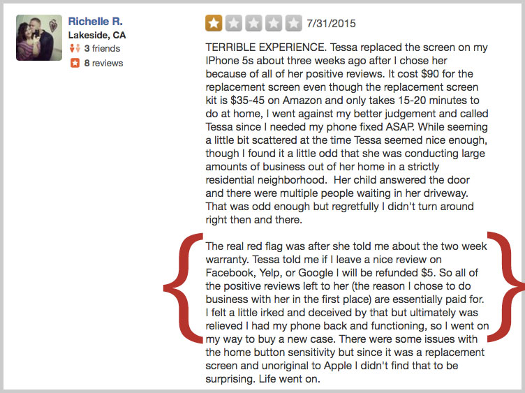 review incentive yelp