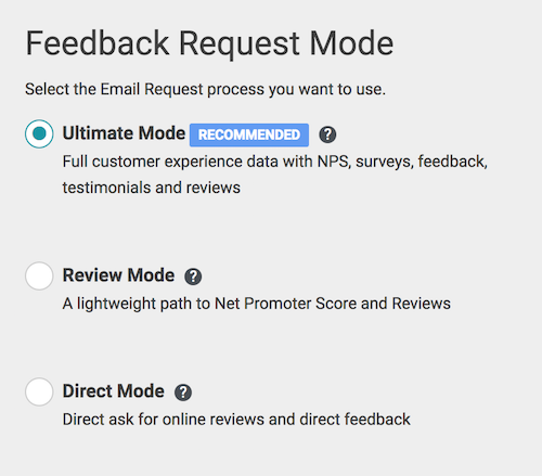 Feedback request mode selection
