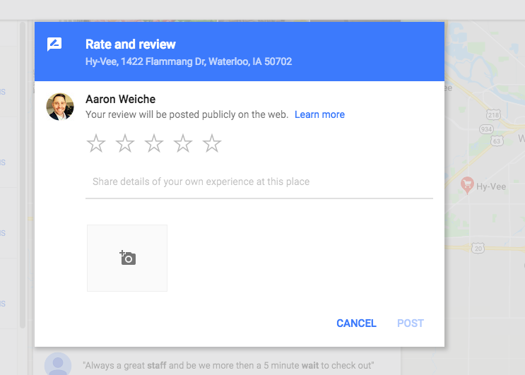 Write a google review box