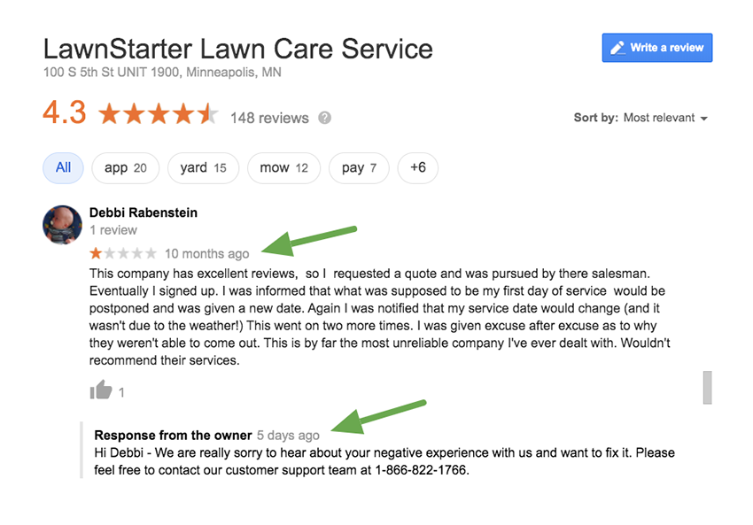 1-star Google review reply