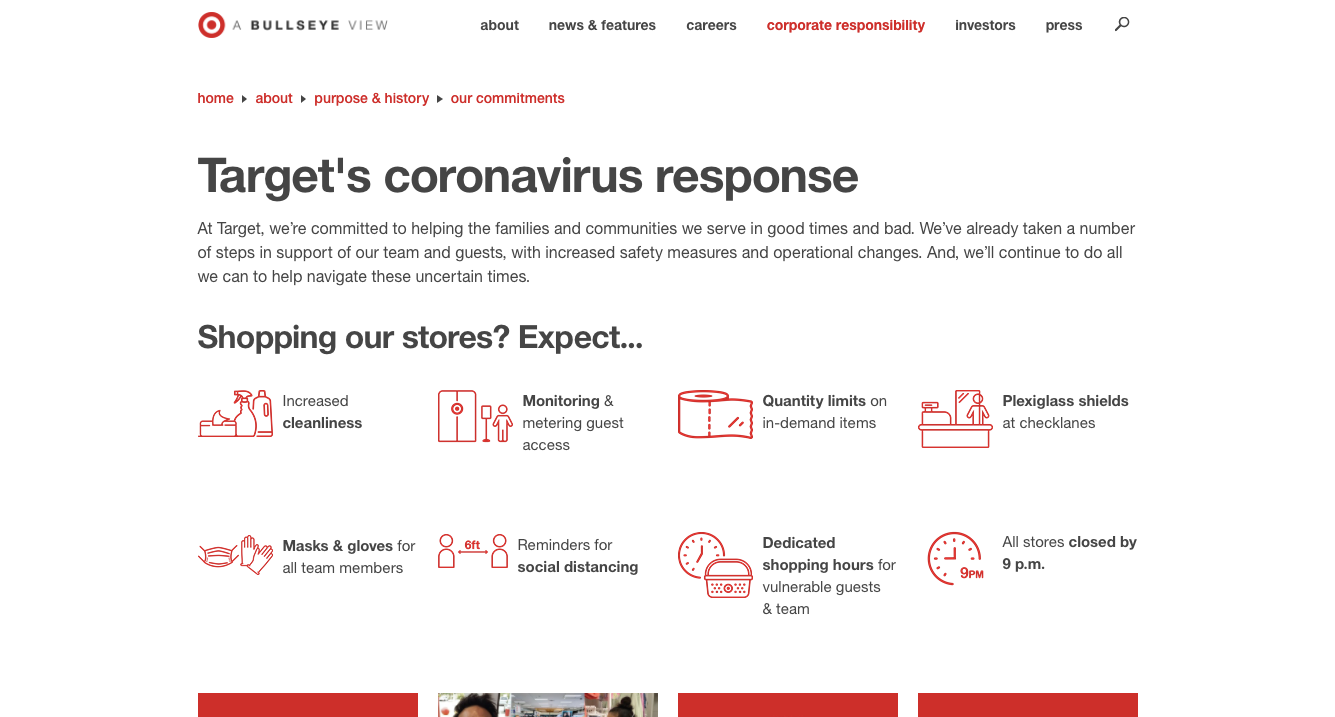 Target Coronavirus guidelines