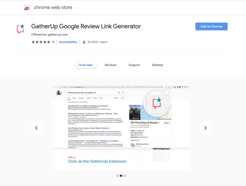 GatherUp Google Review Link Generator Chrome extension