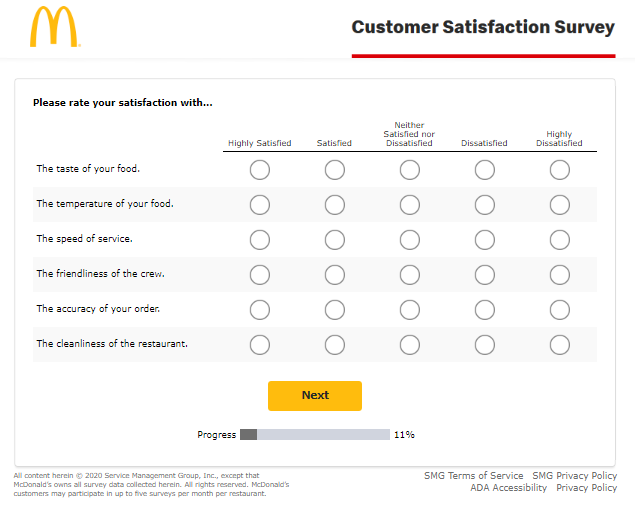 Customer Feedback Survey Templates GatherUp   Macdonalds Satisfaction Survey 