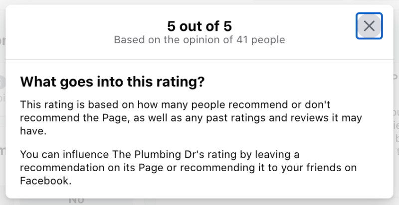 what goes into the facebook recommendation rating.