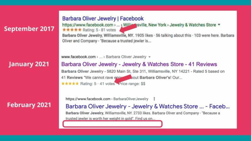 Facebook review snippets