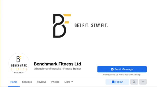 Screenshot of Benchmark Fitness Facebook page