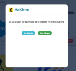 Screenshot of Mailchimp download contacts