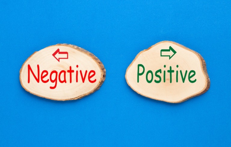 two signs with positive and negative on them
