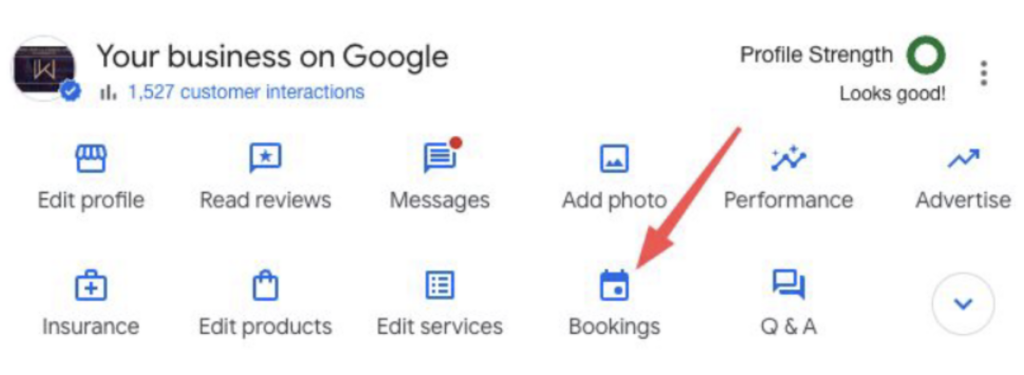where to select bookings on your google business profile