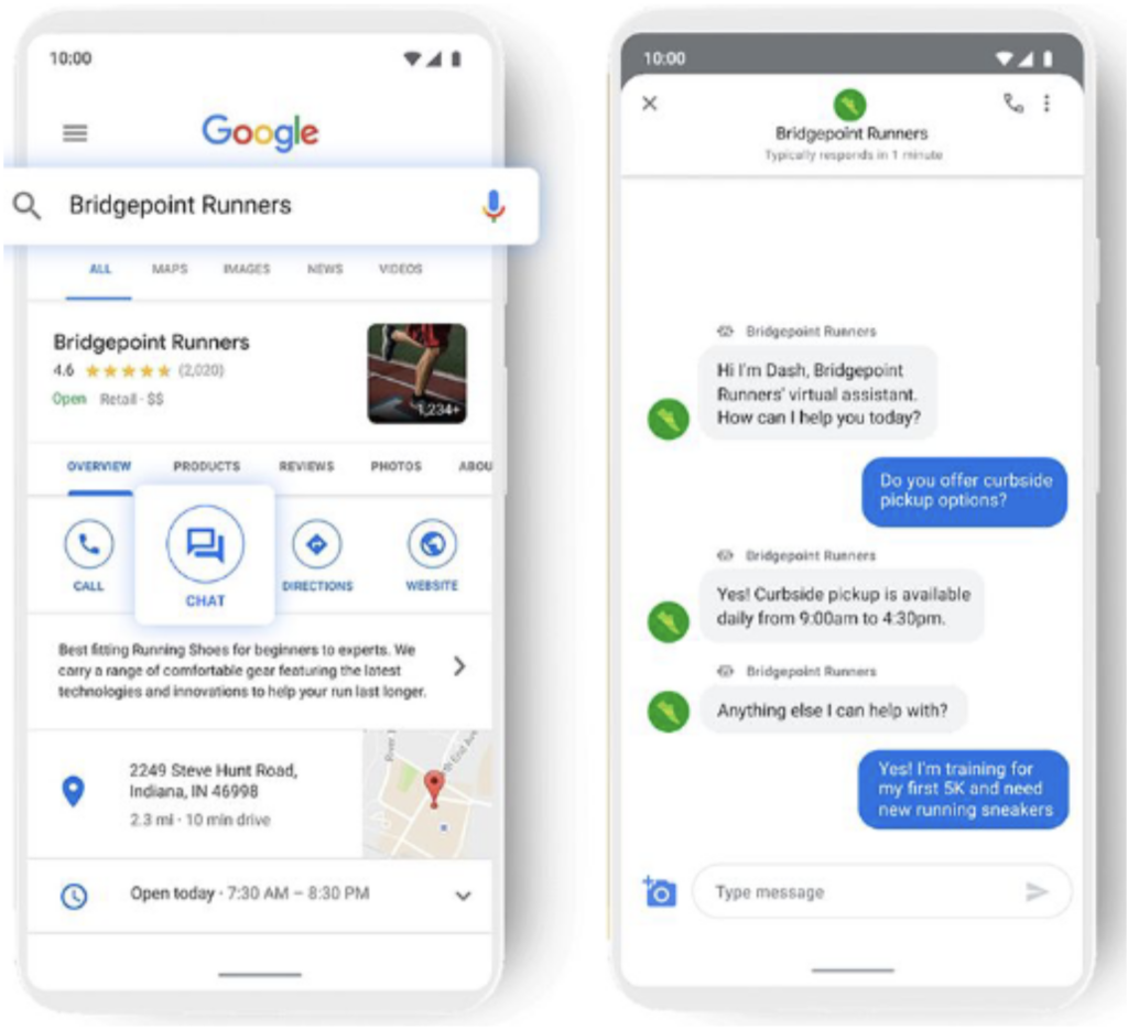 examples of business texting from google business profile