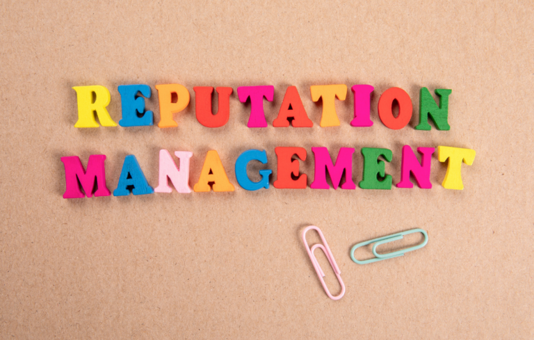reputation management spelled out with letters on a corkboard