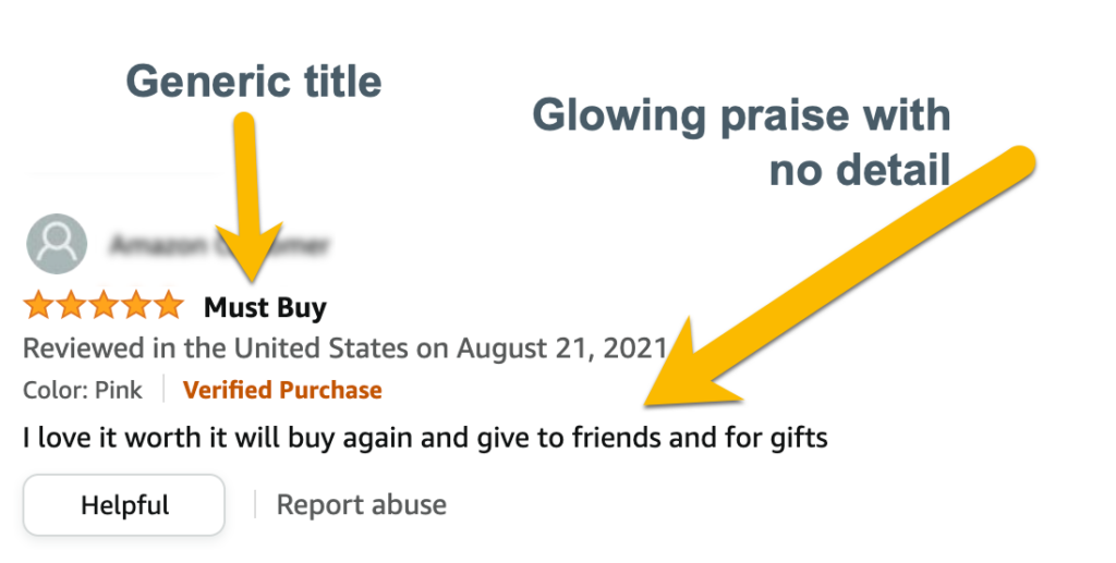 example of a fake review on amazon