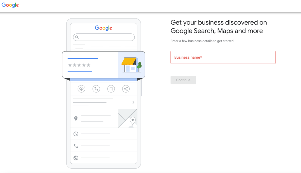 screenshot of get your business discovered on Google Search