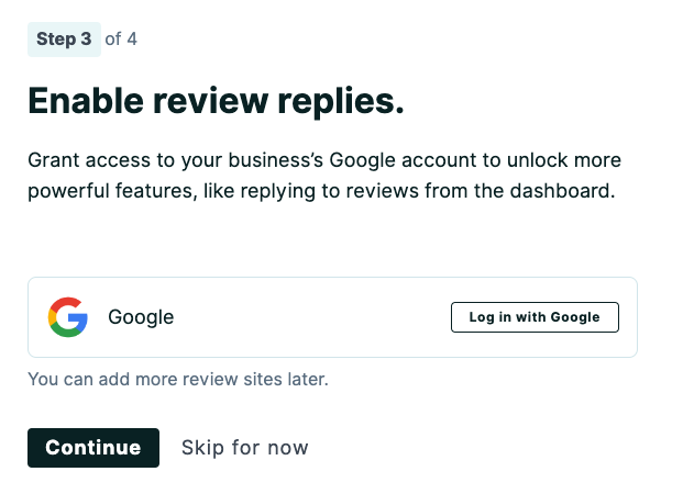 Set-Up Wizard, step 3: authorize Google